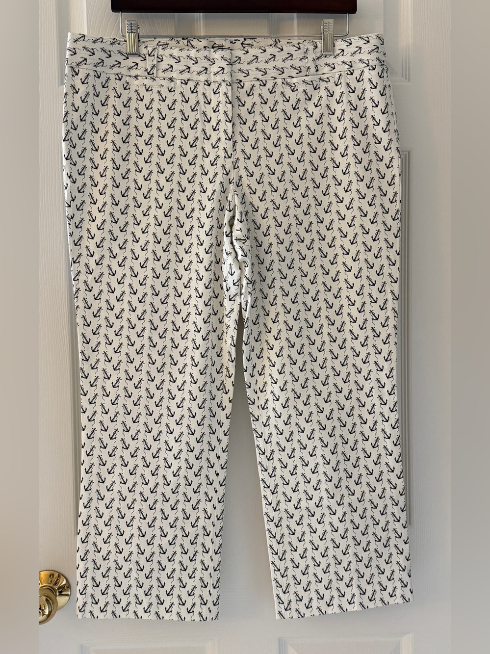 J. Crew ⚓️ City Fit Nautical Anchor Capri Pants Size 14 Stretch *Like New*